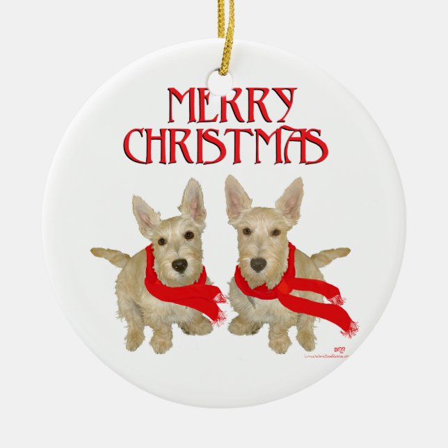 Ornamento De Cerâmica Wheaten Scottish Terrier Natal (Frente)