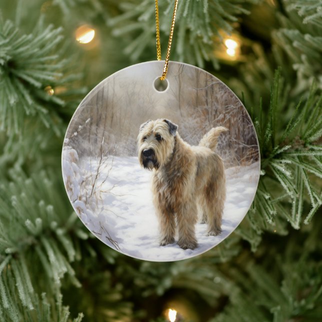 Ornamento De Cerâmica Wheaten Terrier Deixe-o nevar no Natal (Árvore)
