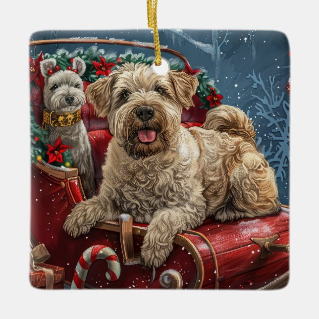 Ornamento De Cerâmica Wheaten Terrier Dog Natal Festivo (Frente)