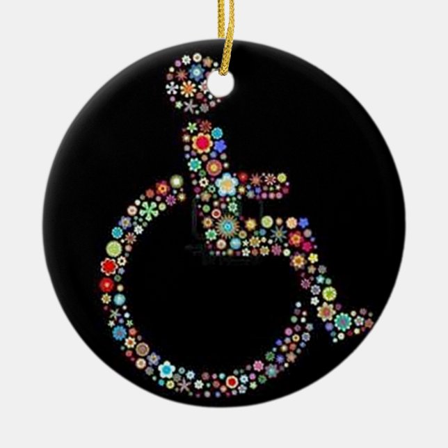 Ornamento De Cerâmica wheelchair_funky_zazzle.jpeg (Frente)