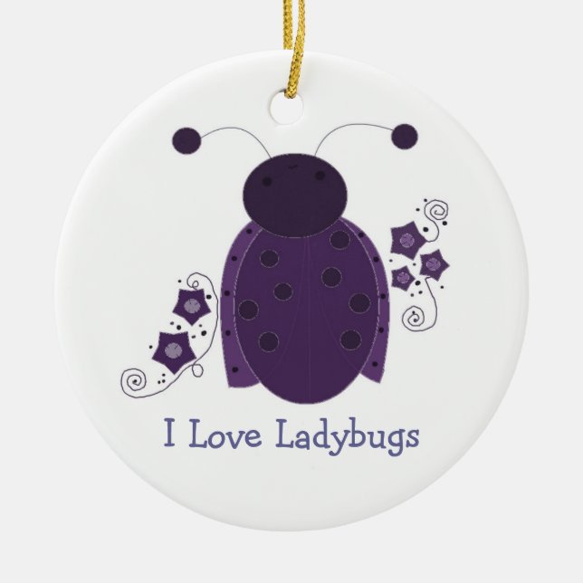 Ornamento De Cerâmica Whimsic Purple Ladybug (Frente)