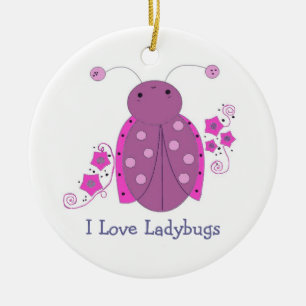 Ornamento De Cerâmica Whimsic Purple Ladybug