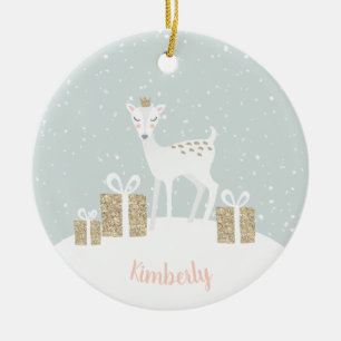 Ornamento De Cerâmica Whimsical Deer Christmas