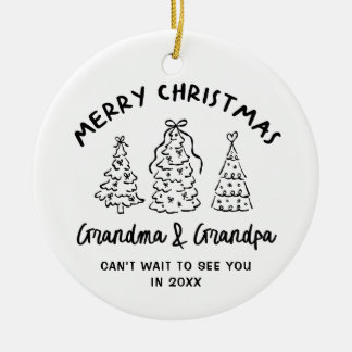 Ornamento De Cerâmica Whimsical Grandparents Pregnancy Announcement