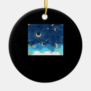 Ornamento De Cerâmica Whimsigoth Clouds Sun Moon Witchy Classic