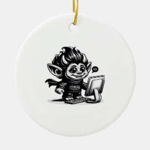 Ornamento De Cerâmica Whimsigoth Cyborg Troll de Internet Vintage Art De