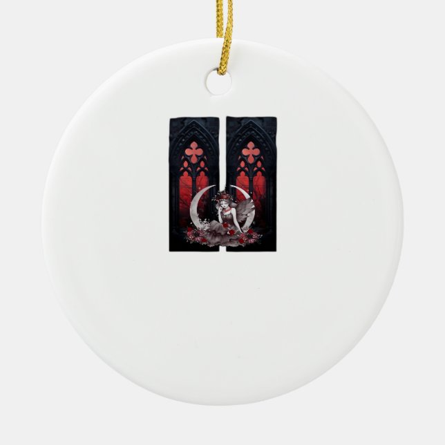 Ornamento De Cerâmica Whimsigoth Fairy Gothic Style Classic (Frente)