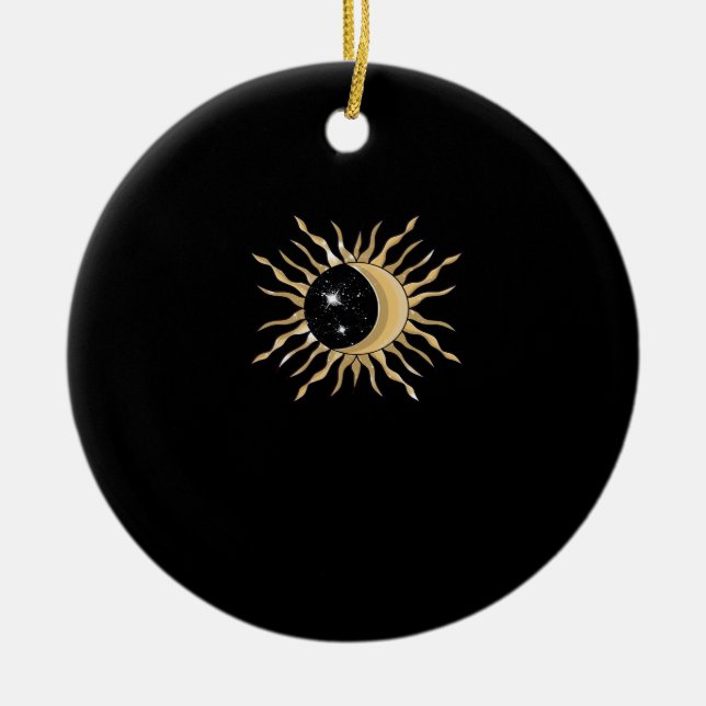 Ornamento De Cerâmica Whimsigoth Sun Moon Space Classic (Frente)