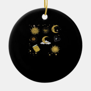 Ornamento De Cerâmica Whimsigoth Sun Moon Witchy Classic