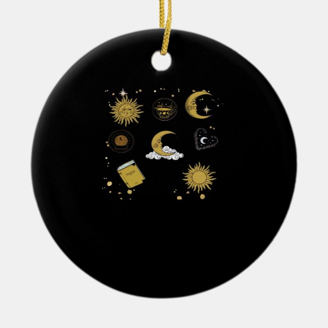 Ornamento De Cerâmica Whimsigoth Sun Moon Witchy Classic (Frente)