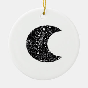Ornamento De Cerâmica Whimsigoth Witch Moon Wicca Kawaii Gótico Tattoo A