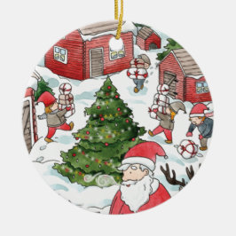 Ornamento De Cerâmica Whimsso Tomten Natal Gnoma Watercolor