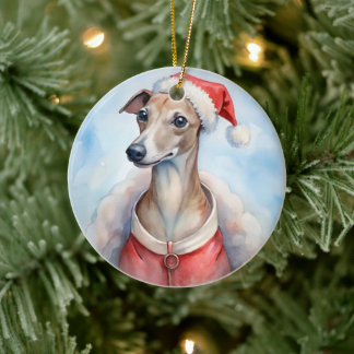 Ornamento De Cerâmica Whippet Christmas Ornament - Festive Holiday