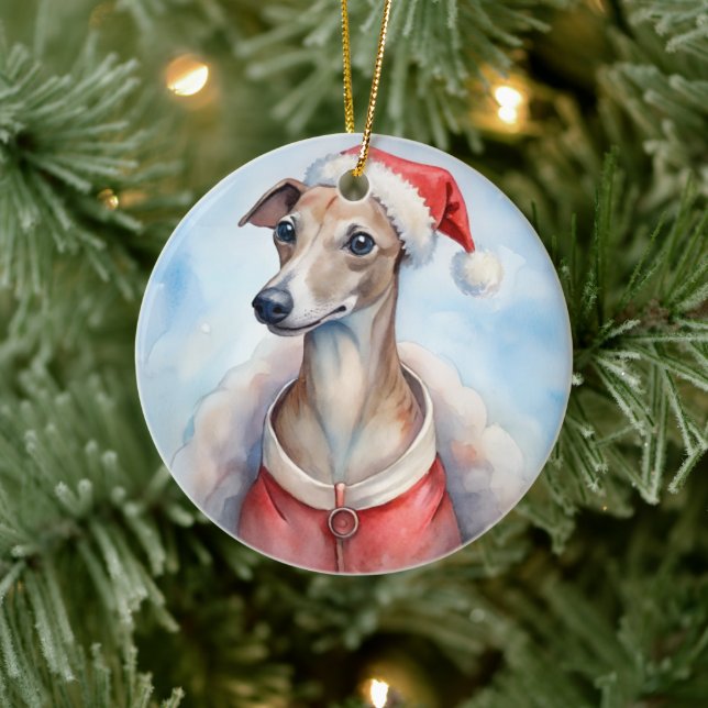 Ornamento De Cerâmica Whippet Christmas Ornament - Festive Holiday (Árvore)
