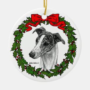 Ornamento De Cerâmica Whippet Dog Art de Glenda S. Harlan