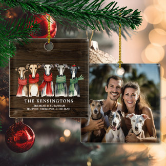 Ornamento De Cerâmica Whippets and Greyhounds Dog Rescue Photo