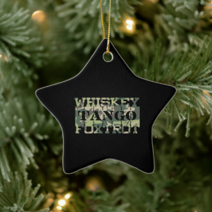 Ornamento De Cerâmica Whiskey Tango Foxtrot WTF Camuflagem Verde