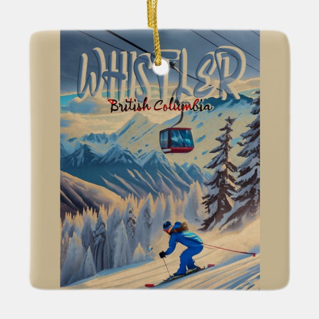 Ornamento De Cerâmica Whistler Vancouver British Columbia Canadá 1950 (Frente)