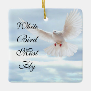 Ornamento De Cerâmica White Bird