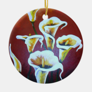 Ornamento De Cerâmica White Calla Libera Flores Artísticas Cortadas Em C
