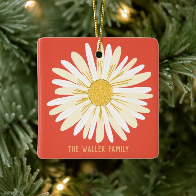 Ornamento De Cerâmica White Daisy Family Ornament PERSONALIZE TI (Árvore)
