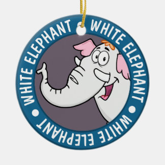 Ornamento De Cerâmica White Elephant Exchange Cartoon