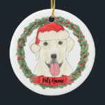 Ornamento De Cerâmica White Labrador Personalizado<br><div class="desc">Faça a lista legal este ano com um ornamento personalizado do seu doce laboratório branco! Para os presentes mais doces,  emparelhe-o com um impressão de arte correspondente ou outro item da minha coleção!</div>