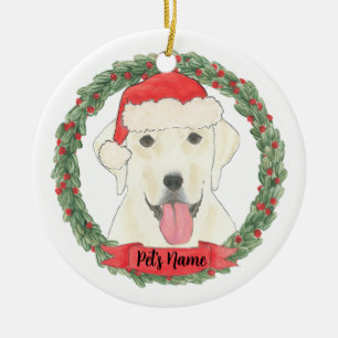 Ornamento De Cerâmica White Labrador Personalizado