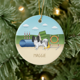 Ornamento De Cerâmica White Papillon E Negro Com Equipamento De Agilidad