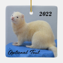 Ornamento De Cerâmica White Pet Ferret Personalizado