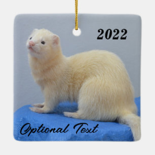 Ornamento De Cerâmica White Pet Ferret Personalizado