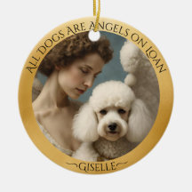 White Poodle Angel Personalizado Memorial
