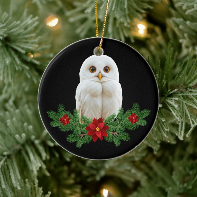 Ornamento De Cerâmica White Snow Christmas Owl (Árvore)