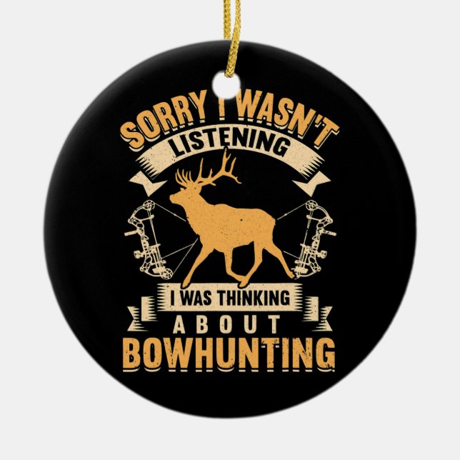 Ornamento De Cerâmica Whitetail Buck Bowhunting Deer Hunter Arco Hunter (Frente)