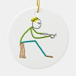 Ornamento De Cerâmica Whittling Stickman