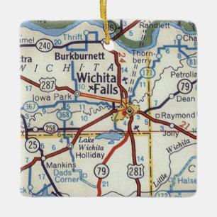 Ornamento De Cerâmica Wichita Fala O Mapa Da Vintagem Do TX