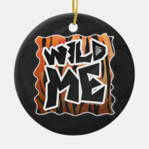 Ornamento De Cerâmica Wild Me Tiger Quente Laranja e Impressão Preto