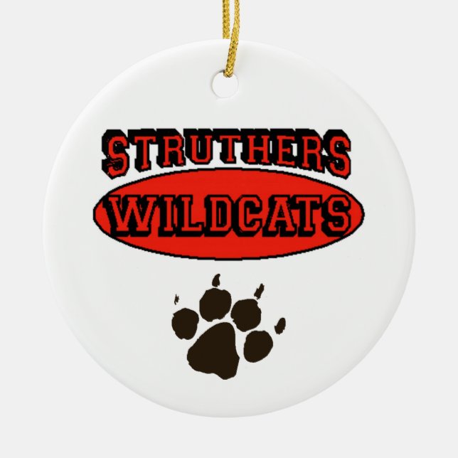 Ornamento De Cerâmica Wildcats de Struthers (Frente)