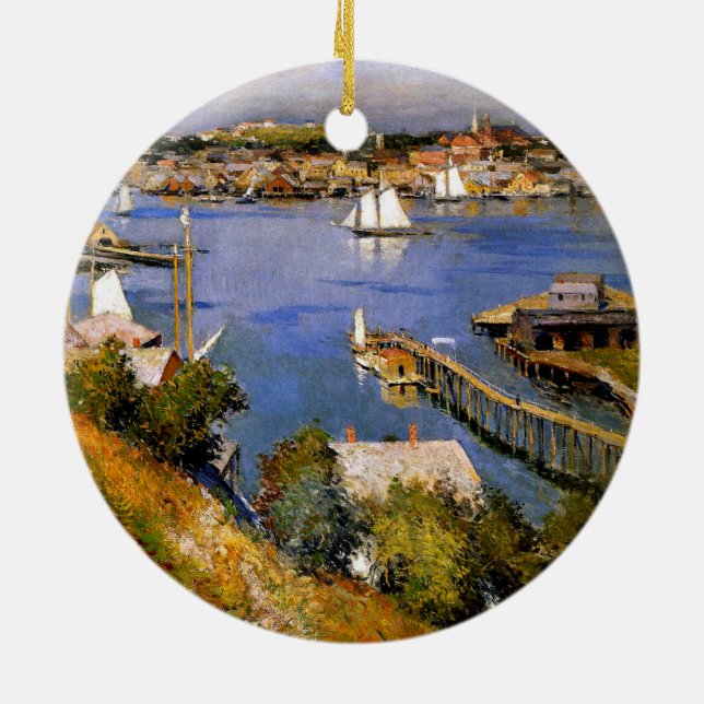 Ornamento De Cerâmica Willard Metcalf Gloucester Harbour (Traseira)