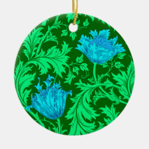 Ornamento De Cerâmica William Morris Anemone, Emerald Green e Blue