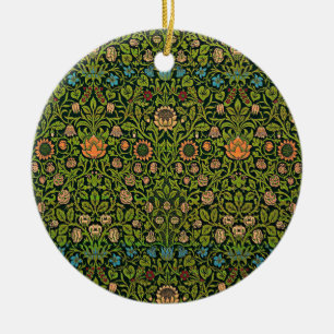 Ornamento De Cerâmica William Morris - Columbina, verde escuro,