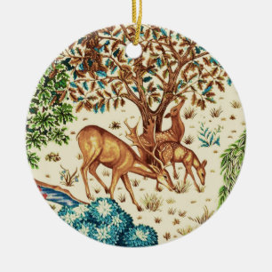Ornamento De Cerâmica William Morris Deer por uma Beige da Tapeçaria Bro