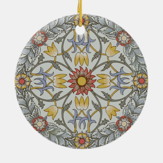 Ornamento De Cerâmica William Morris Floral Circle Flower Illustration (Traseira)