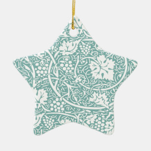 Ornamento De Cerâmica William Morris Grape Pattern Teal Turquoise