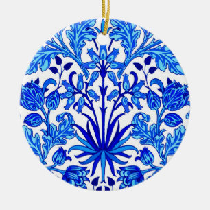 Ornamento De Cerâmica William Morris Hyacinth Impressão, Cobalto Azul e 