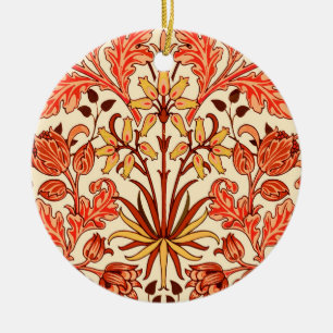 Ornamento De Cerâmica William Morris Hyacinth Impressão, Orange e Rust