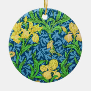 Ornamento De Cerâmica William Morris Irises, Amarelo e Azul Cobalto