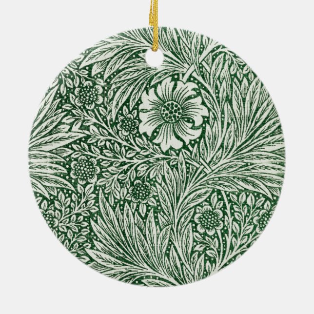 Ornamento De Cerâmica william morris marigold flor verde floral (Traseira)