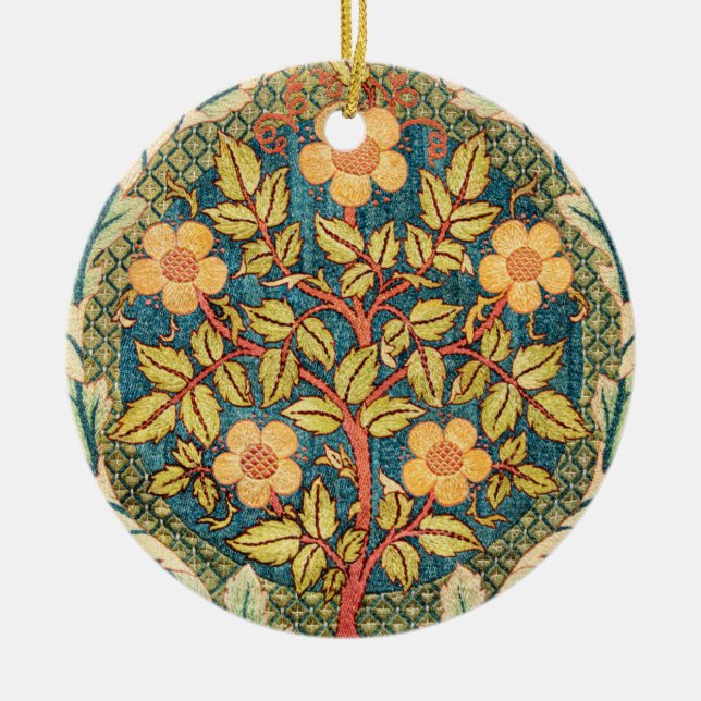 Ornamento De Cerâmica William Morris Rosa Wreath (Frente)