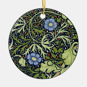 Ornamento De Cerâmica William Morris Seaweed Flor Antiquado